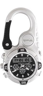 Pedre Ana-digi Matte Silver Finish Clip-on Watch With Black Dial