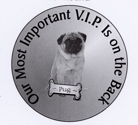 Pug Dog Round Hand Mirror W/ Full Mirror Back (2-1/2")