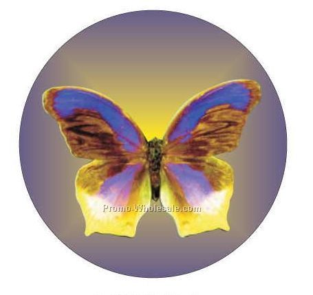 Purple & Yellow Butterfly Badge W/ Metal Pin (2-1/2")