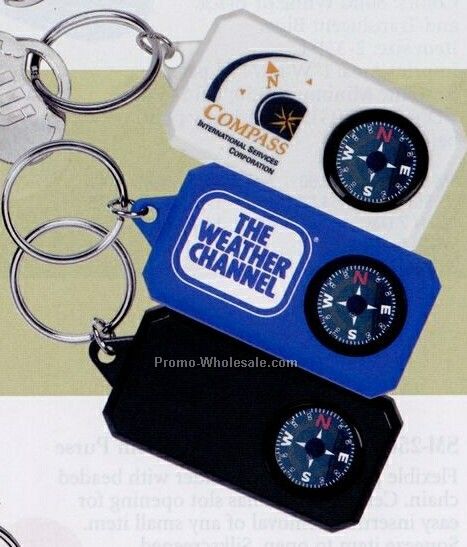 Rectangle Keychain With Compass