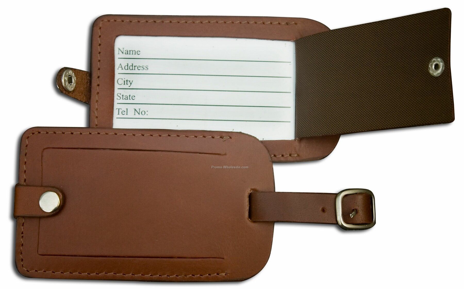 Rustic Leather Luggage Tag - Brown