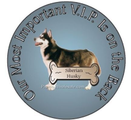 Siberian Husky Round Hand Mirror W/ Full Mirror Back (2-1/2")