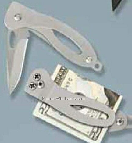Silhouette Stainless Steel Handle Pocketknife W/ Money Clip (Box)