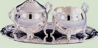 Silver Plated Sugar & Cream Containers W/ Tray