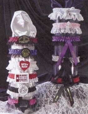 Single Bottom Laced Leg Garter W/Imprint Ribbon - 2 Color