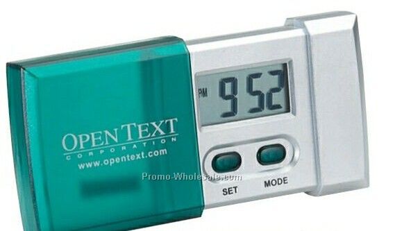 Sliding Case Travel Alarm Clock - Translucent Green