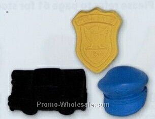 Stock Shape Pencil Top Eraser - Mini Police