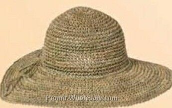 Straw Hand Crocheted Crown W/ 4" Brim (One Size Fits Most)