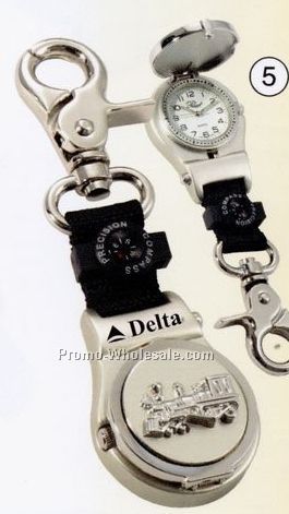 Train Cover Fob Pocket Watch With Compass