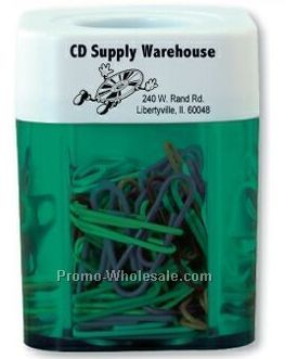 Translucent Paper Clip Dispenser W/ 80 Assorted Color Paper Clips