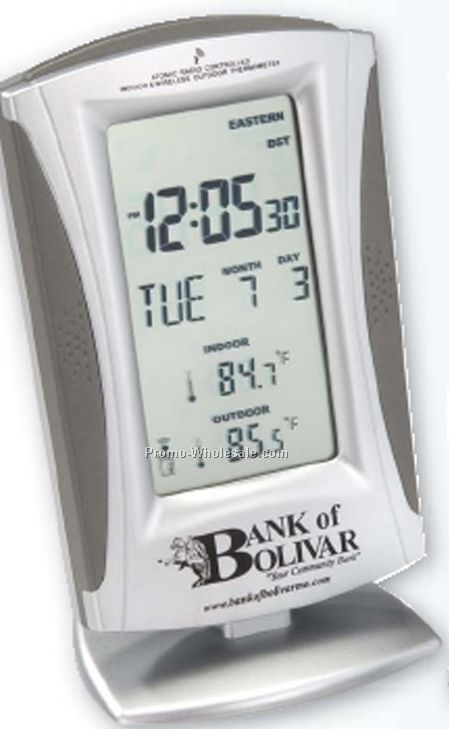 True Time & Temp Wireless Thermometer Radio-controlled Clock (Screen Print)