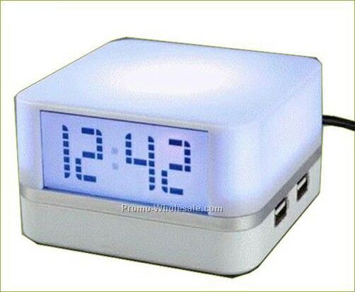 USB 4-port Hub With Clock And Changing Colorful Light