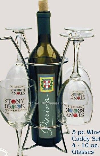 Wine Caddy Set Of 4- 10 Oz. Glasses