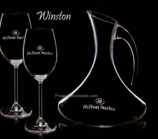 Winston Carafe & 2 Wine Glasses