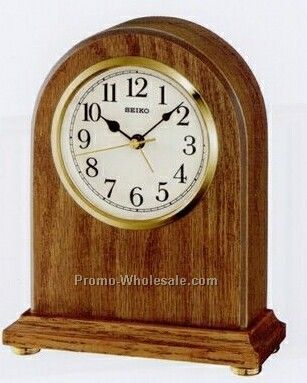 Wooden Case Desk & Table Clock W/ Handle & Alarm