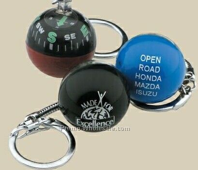 1" Round Compass Key Chain