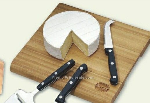 1"x10"x10" Bamboo Cheese Board W/Japanese Cheese Cutters