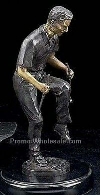 10-1/2"x5-1/2" Upset Golfer Sculpture On Marble Base