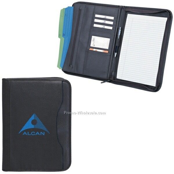 10-1/4"x13-3/4"x1-1/2" Zippered Notepad Portfolio (Imprinted)