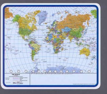 10"x8-1/2" World Map Mouse Pad With Atlantic Centered