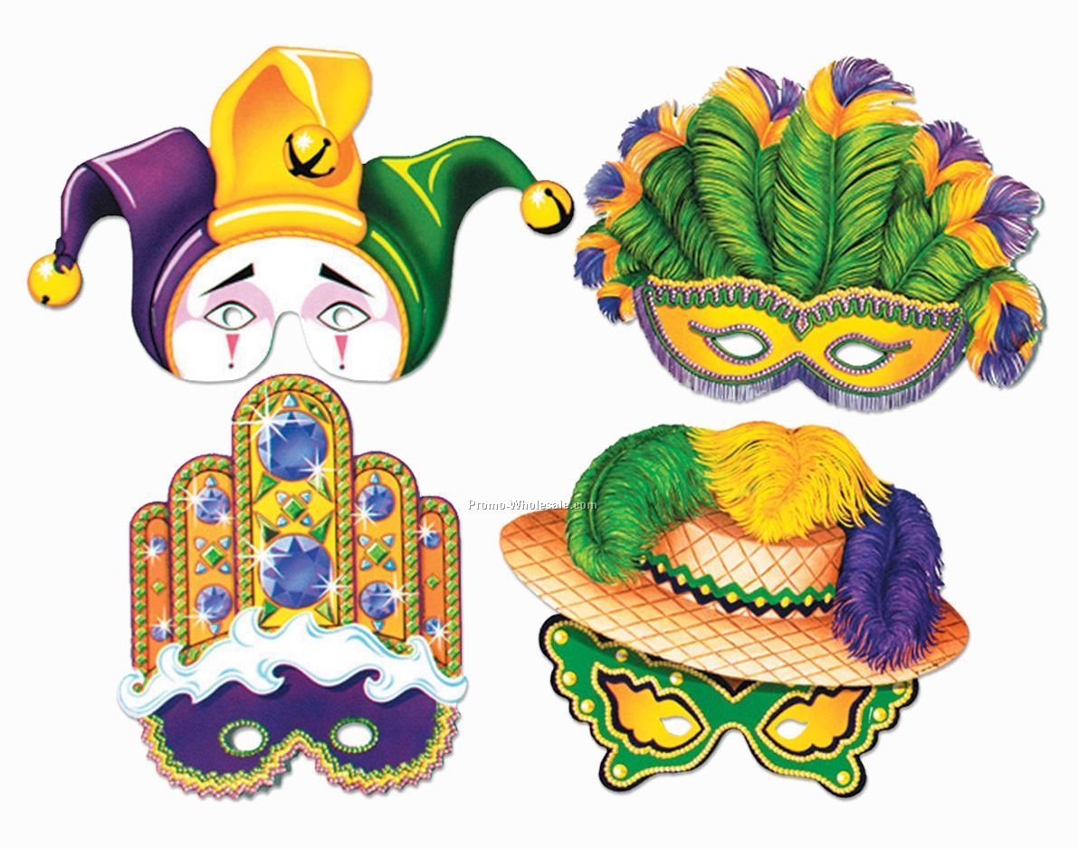 12" Mardi Gras Mask Assortment W/ Elastic