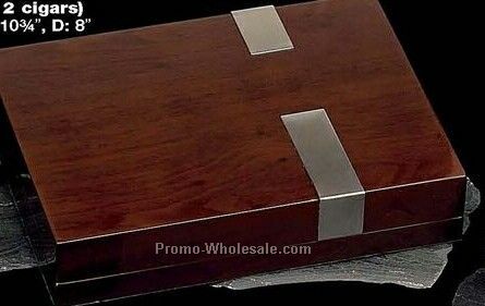 12 Cigar Walnut Travel Cedar Lined Humidor With Hygro & Humistat