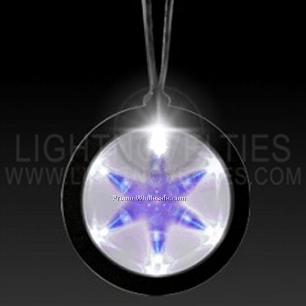 2-1/4" Light Up Badge W/ White Pendant Necklace