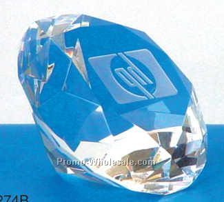 2"x1-3/4" Crystal Diamond Shaped Paperweight (Screened)