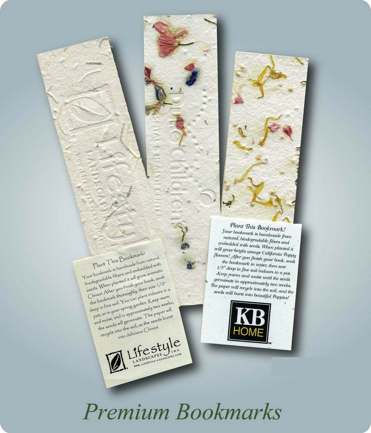 2"x8" Premium Embedded Handmade Bookmark W/ Forget Me Not Seed