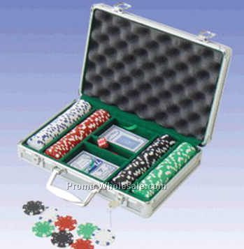 200 Piece Dice Poker Chips W/ Aluminum Poker Set (Engraved)