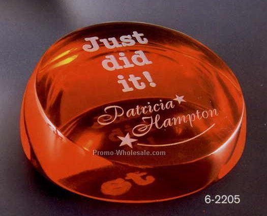 3-1/2"x1-1/4" Acrylic Partial Sphere W/ Tinted Bottom Paper Weight Award