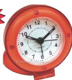 3-1/2"x3/4" Flip Open Travel Alarm Clock With Translucent Case