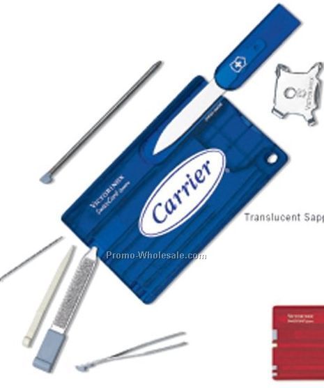 3-1/4" Translucent Sapphire Swisscard Quattro Multi-tool