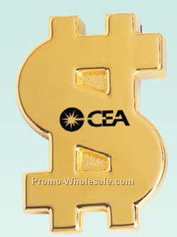 3-1/4"x2-1/4"x5/8" Gold Plated Money Sign Paper Weight (Screened)