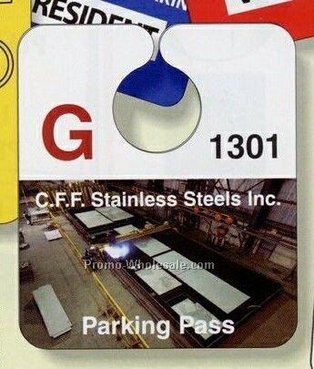 3-1/8"x3-5/8" 4-color Process White Gloss Plastic Parking Tag