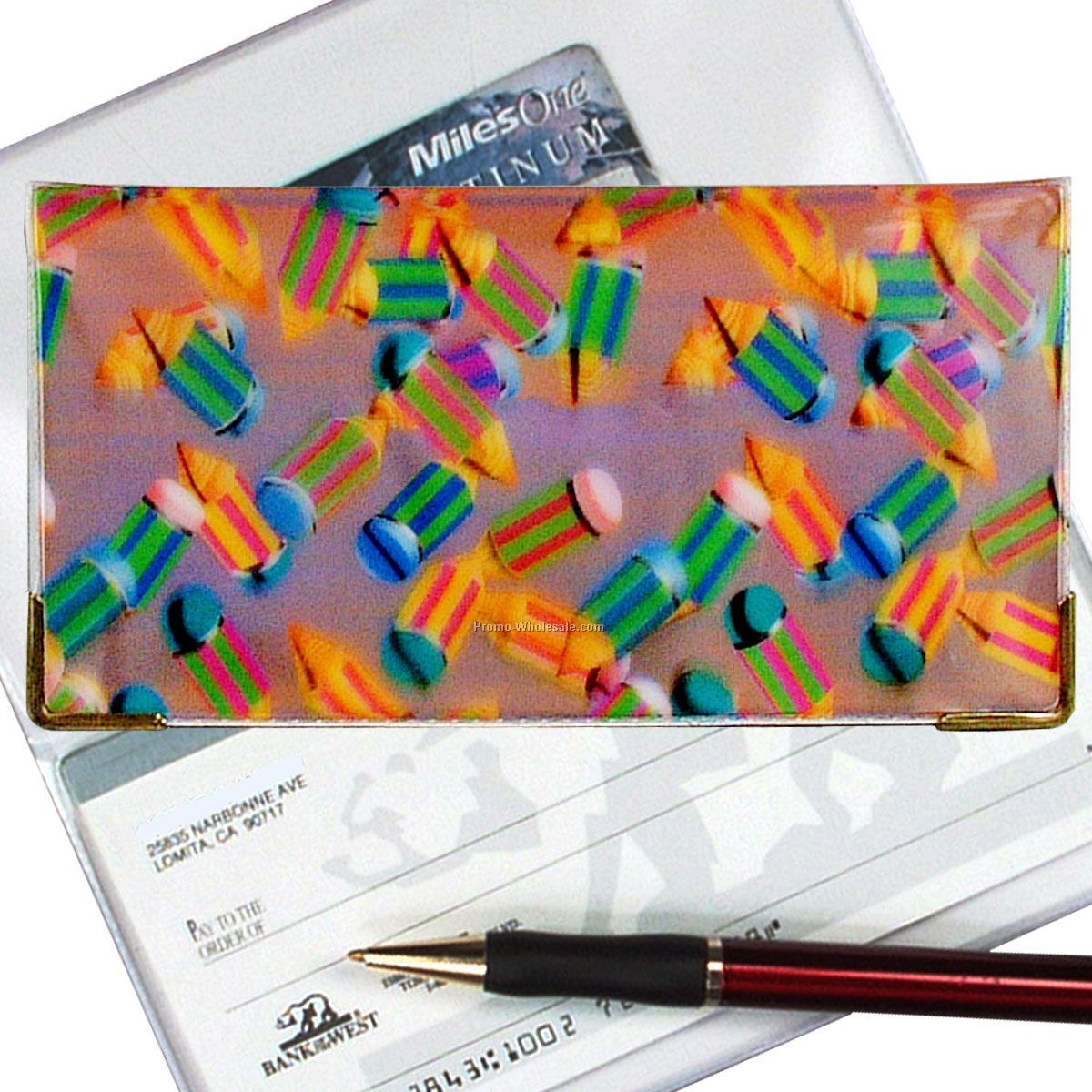 3-3/8"x6-3/8" 3d Lenticular Checkbook Cover - Stock / Pencils