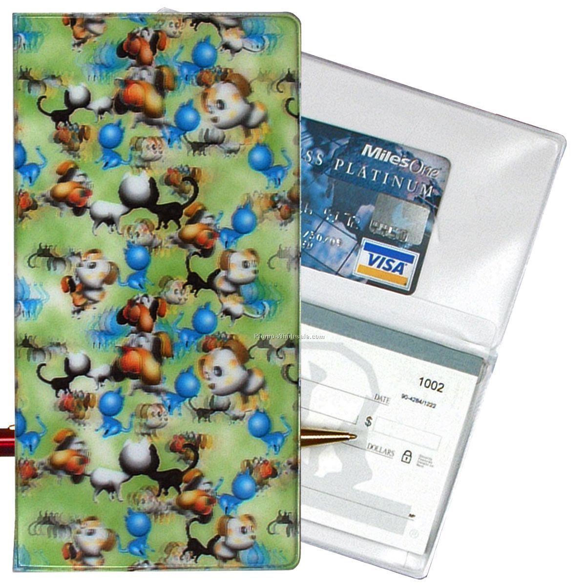 3-3/8"x6-3/8" 3d Lenticular Checkbook Cover - Stock / Pets