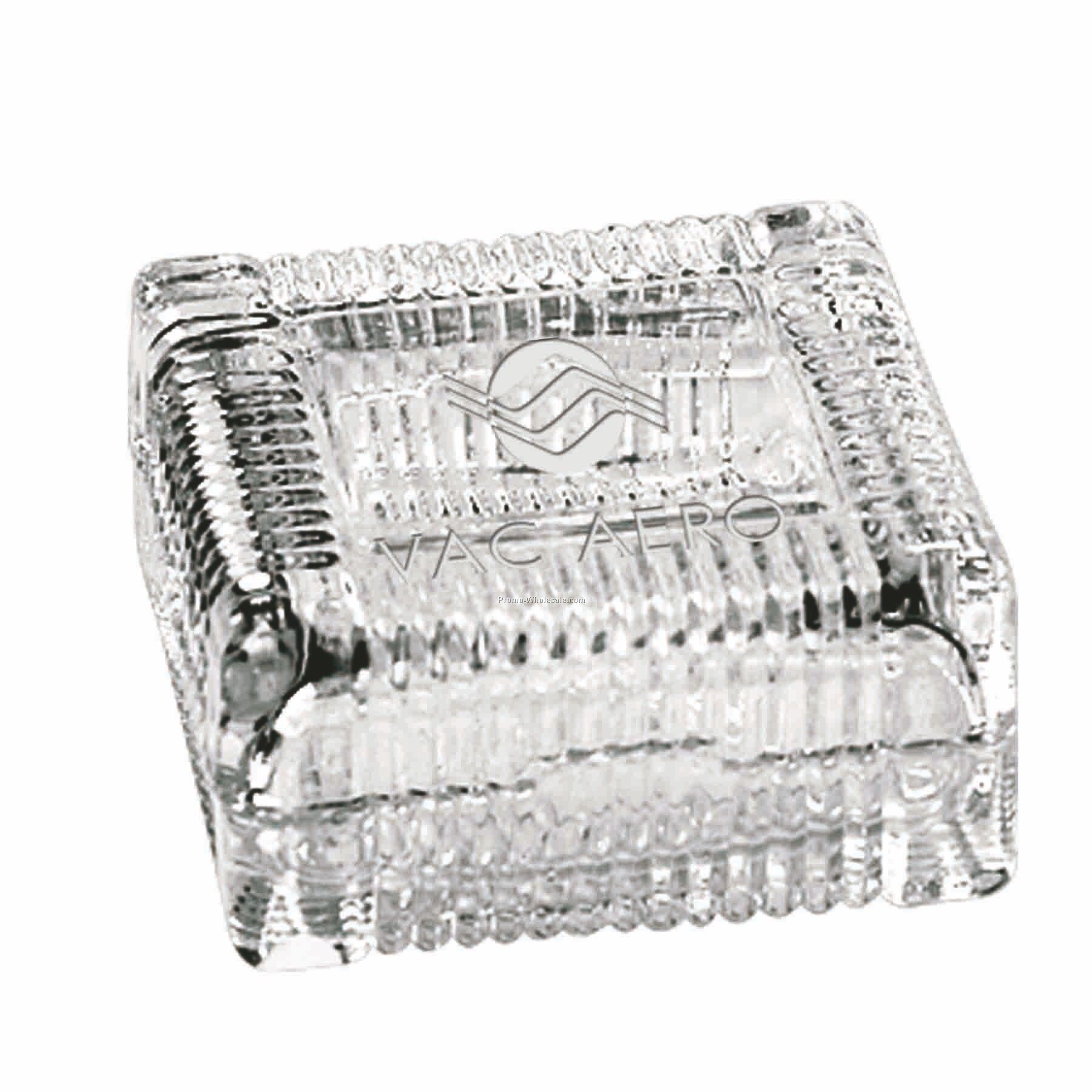 3-7/8"x3-7/8" Square Optical Crystal Candy Dish (Deep Etch)