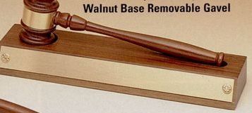 3"x11-1/2"x3-3/4" Parliament Series Walnut Base With Removable Gavel