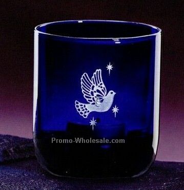 3"x3" Holiday Indigo Votive Candle (Deep Etch)