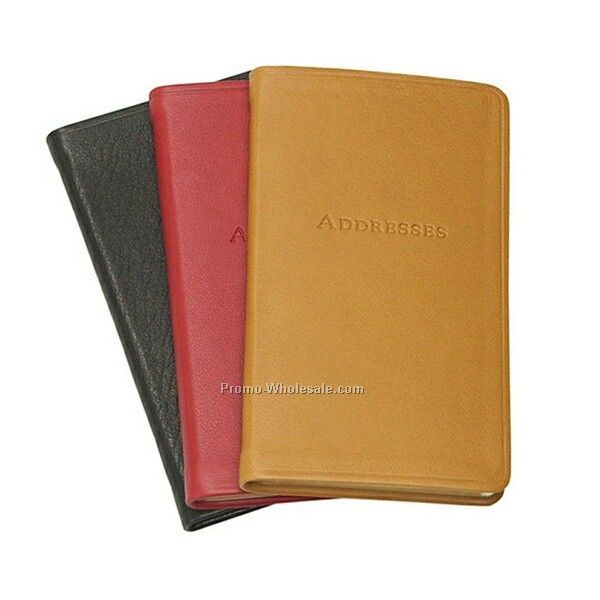 3"x5" Pocket Address Book W/ Premium Traditional Leather Cover
