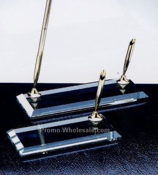 3"x6" Jade Glass Slant Beveled Single Pen Stand