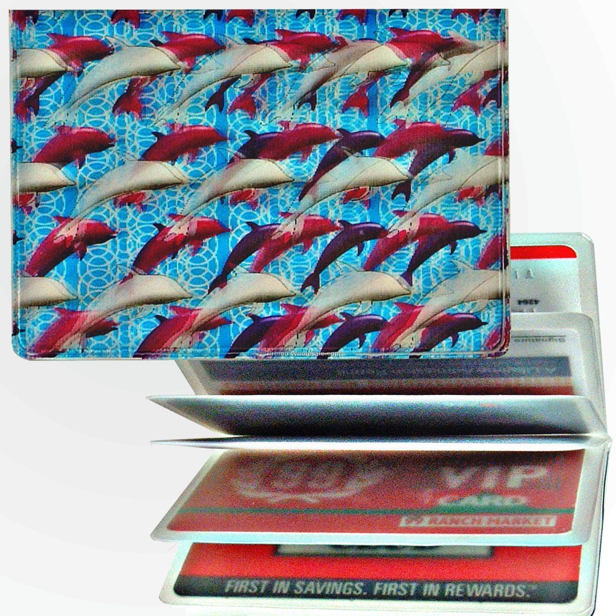 3d Lenticular Id / Credit Card Holder - Stock / Flying Dolphins