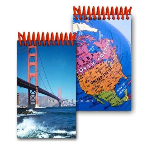 3d Lenticular Mini Notebook; Stock; San Francisco / N. America Map; Blanks