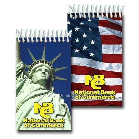 3d Lenticular Mini Notebook; Stock; Statue Of Liberty / Us Flag; Imprinted