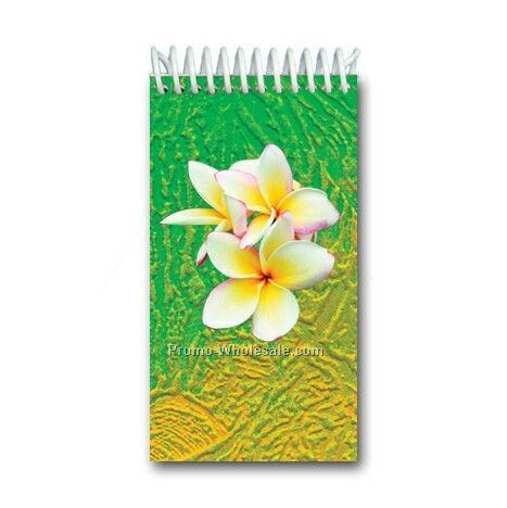 3d Lenticular Mini Notebook; Stock; White Garden Flower; Blanks