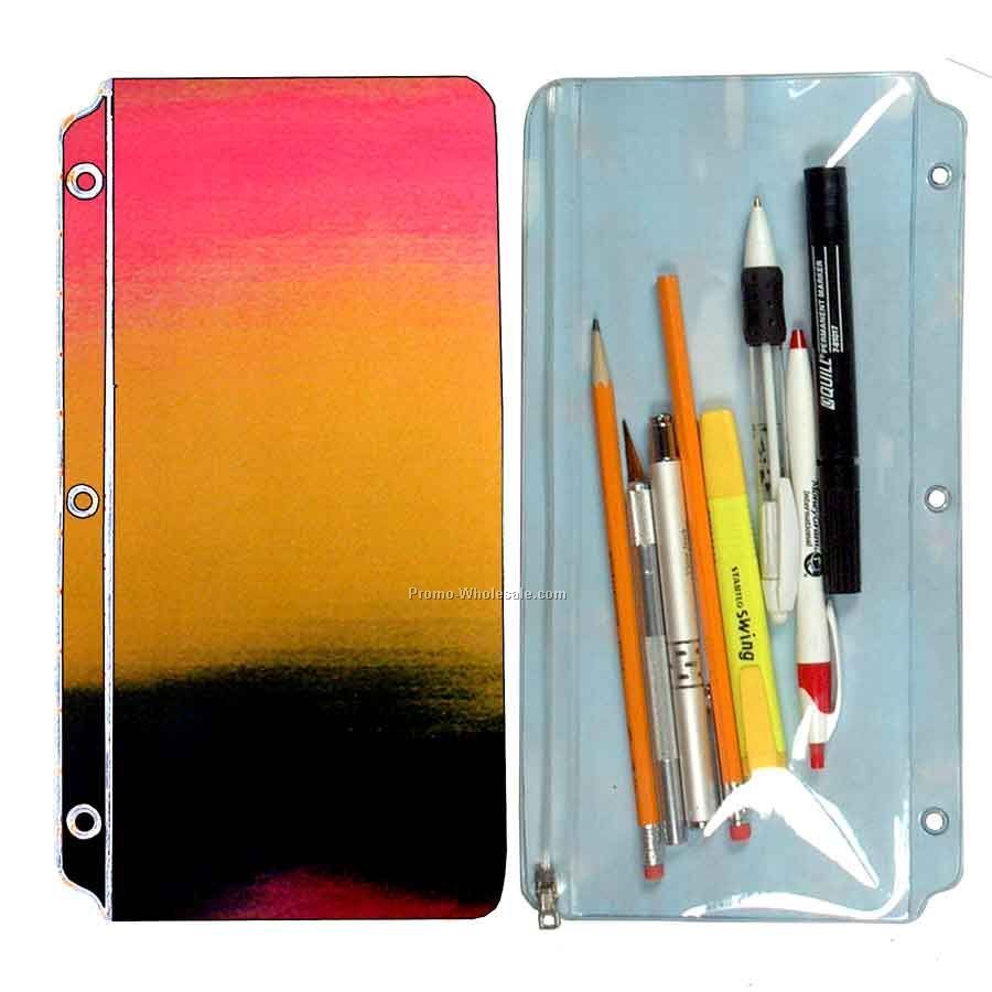 3d Lenticular Pencil Pouch - Stock / Black Yellow Pink