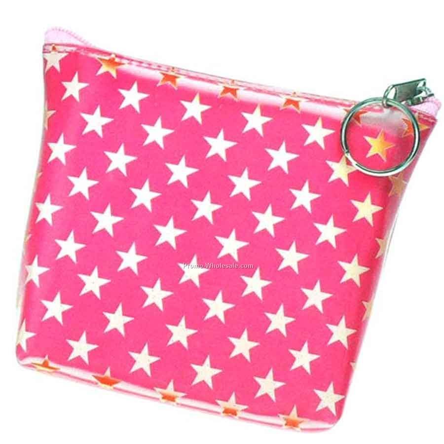 3d Lenticular Purse With Key Ring - Pavia - Stock / Pink With Stars