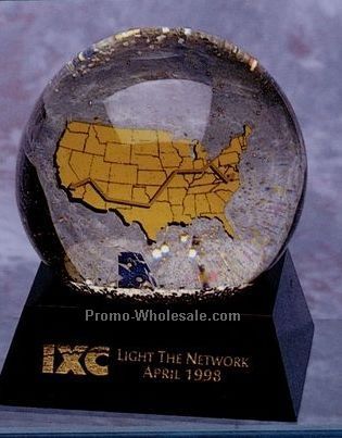 4" Custom Liquid Globe W/Pyramid Base & Silkcreen Imprint On Laser Cut