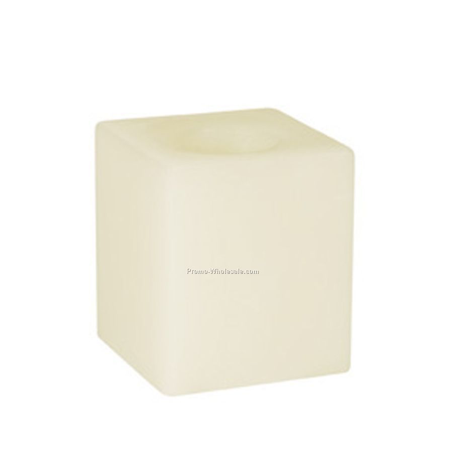 4" Square Solid Wax Flameless Battery Operated Candle - Vanilla Scent
